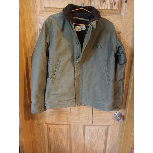 Vintage 40s USN Navy N1 Deck Jacket, Alpaca Fur , Size 40, Ww2 - Picture 1 of 16